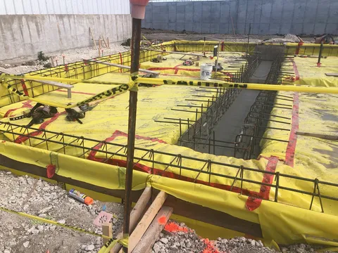 Reinforced foundation grid ready for a pour