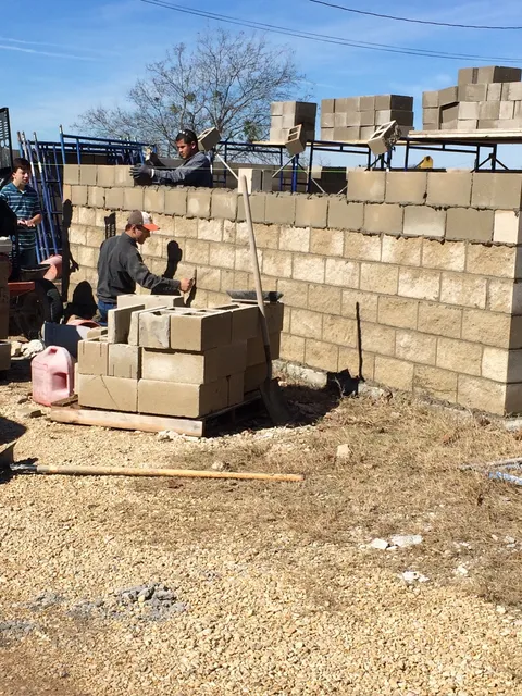 Reinforced CMU block wall taking shape