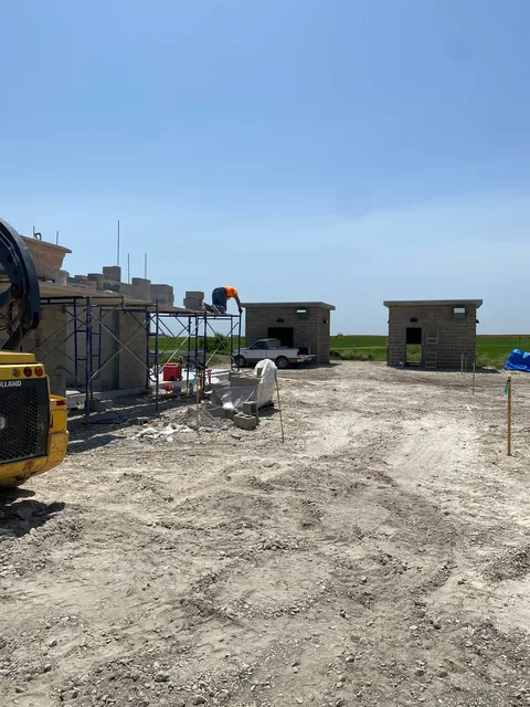 Ground-up block buildings on a pump-station site