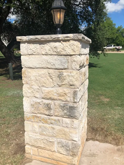 Close stone column and cap detail